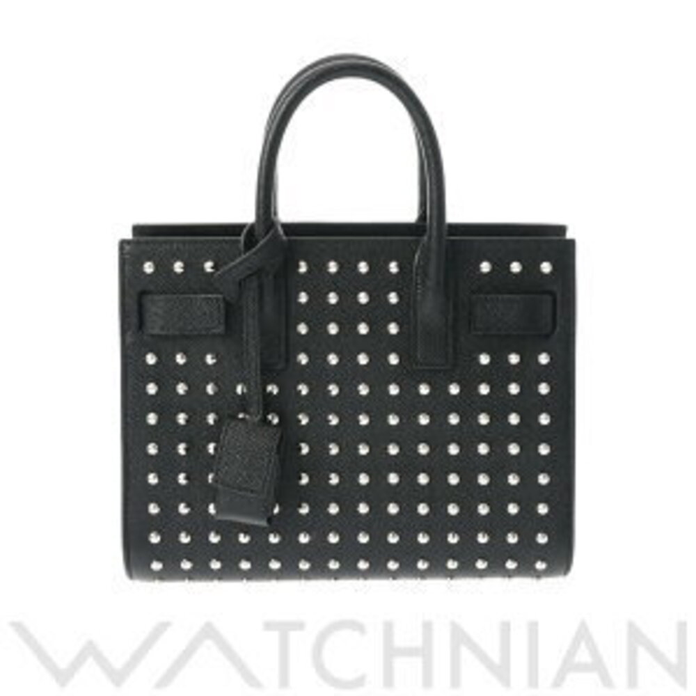 Saint Laurent Sac de Jour Studs Black Grain Leather Handbag